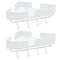 Bathroom Corner Shelves with Hooks, Wall Mounted Shower Caddy Shelf (White, 2 Sets)